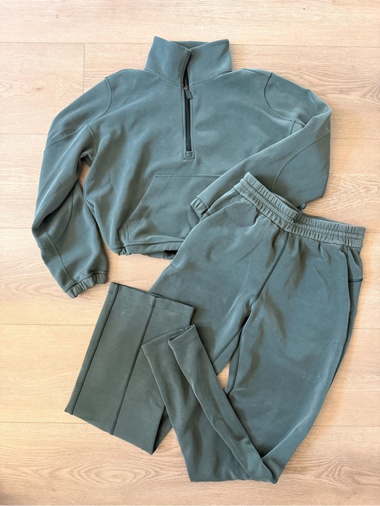 lululemon athletica Pants - lululemon Softstreme Half-Zip & High-Rise Pintuck Pant Set - Grey Eucalyptus